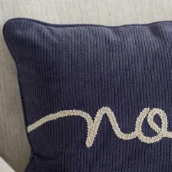 Navy Stitched Noel Lumbar Pillow Pillows