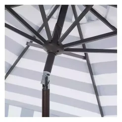 Kirklands Home Outdoor Accent Furniture|Navy Stripe Auto Tilt 9 ft. Outdoor Umbrella Blue