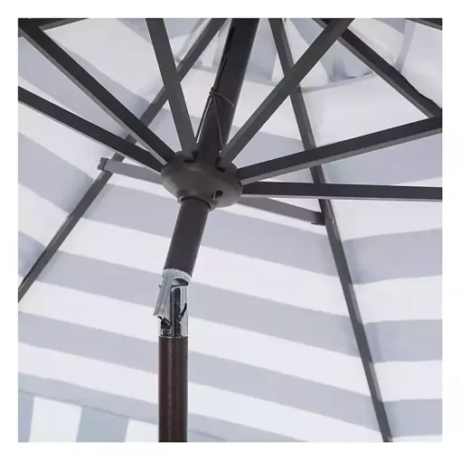 Kirklands Home Outdoor Accent Furniture|Navy Stripe Auto Tilt 9 ft. Outdoor Umbrella Blue