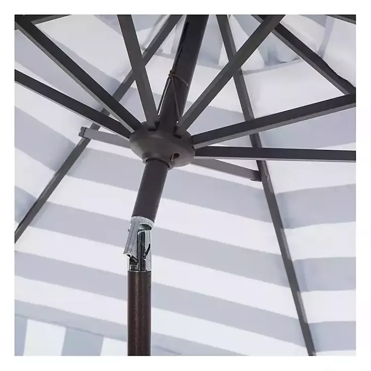 Kirklands Home Outdoor Accent Furniture|Navy Stripe Auto Tilt 9 ft. Outdoor Umbrella Blue