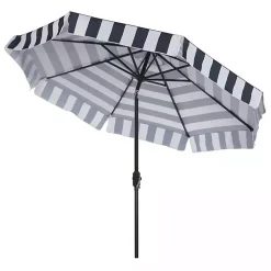 Kirklands Home Outdoor Accent Furniture|Navy Stripe Auto Tilt 9 ft. Outdoor Umbrella Blue