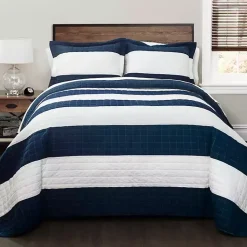Kirklands Home Quilts|Navy Stripe 3-pc. Full/Queen Quilt Set