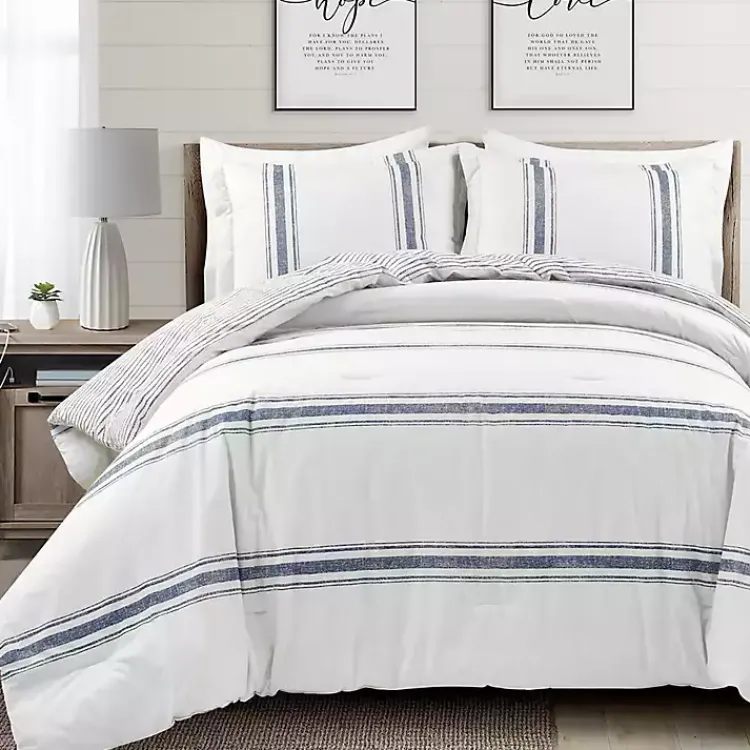 Kirklands Home Comforters|Navy Stripe 3-pc. King Comforter Set