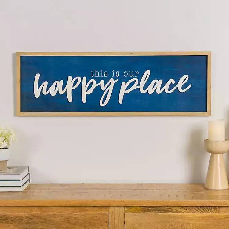 Kirklands Home Wall Quotes & Signs|Navy This is Our Happy Place Wall Plaque