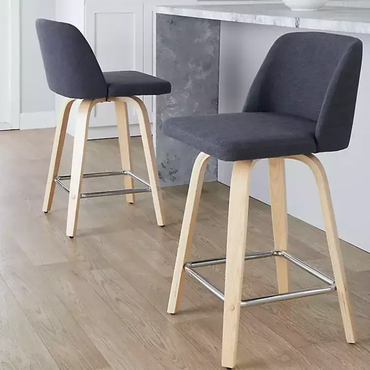 Kirklands Home Bar Stools & Counter Height Stools|Navy Torino Upholstered Counter Stools, Set of 2 Blue