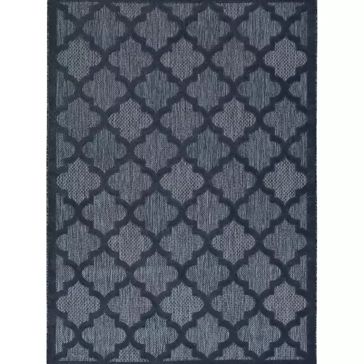 Kirklands Home Outdoor Rugs|Navy Trellis Indoor/Outdoor Area Rug, 5x7 Blue