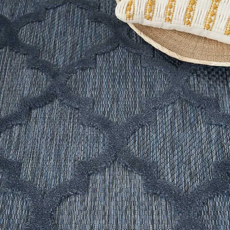 Kirklands Home Outdoor Rugs|Navy Trellis Indoor/Outdoor Area Rug, 5x7 Blue
