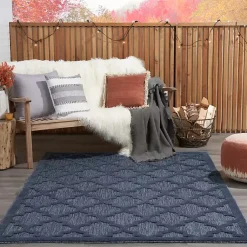 Kirklands Home Outdoor Rugs|Navy Trellis Indoor/Outdoor Area Rug, 6x9 Blue