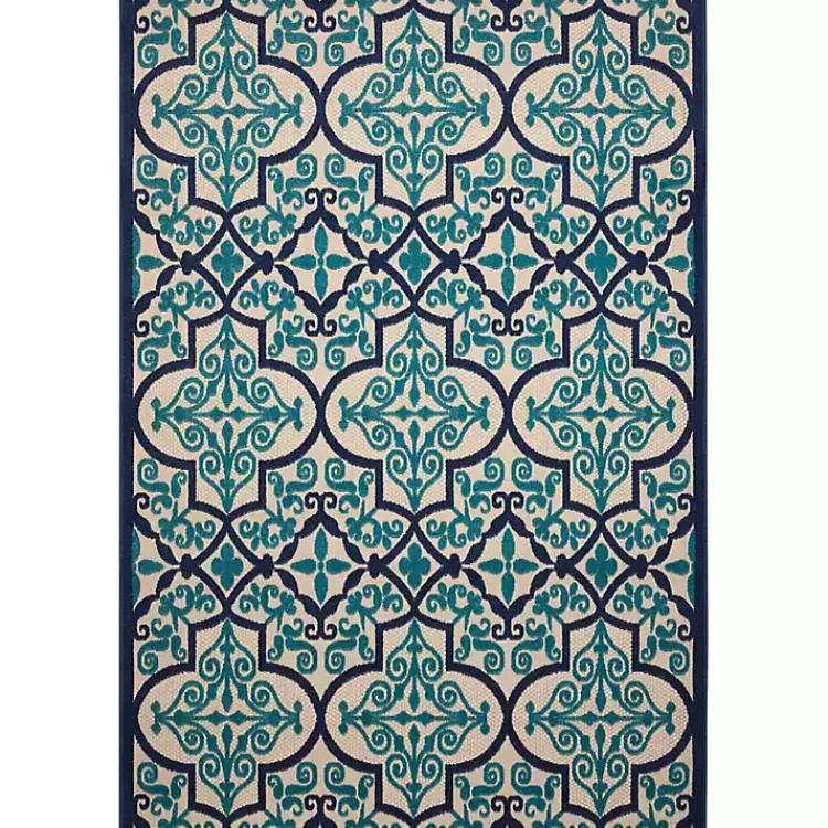 Kirklands Home Outdoor Rugs|Navy Trellis Outdoor Area Rug, 7x10