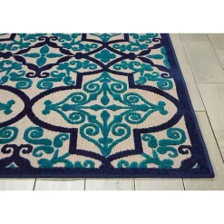 Kirklands Home Outdoor Rugs|Navy Trellis Outdoor Area Rug, 7x10