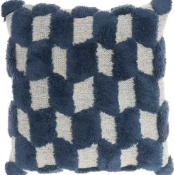 Outlet Navy Tufted Diagonal Checkers Throw Pillow Pillows