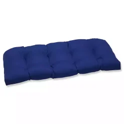 Kirklands Home Outdoor Cushions & Pillows|Navy Tufted Outdoor Loveseat Cushion Blue