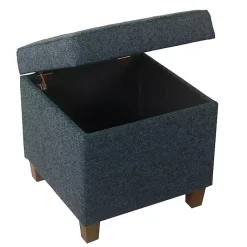 Kirklands Home Benches & Ottomans|Navy Tufted Upholstered Storage Ottoman Blue