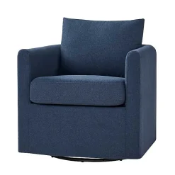 Kirklands Home Accent Chairs|Navy Upholstered Vasser Slipcover Swivel Chair Blue