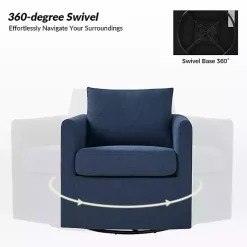 Kirklands Home Accent Chairs|Navy Upholstered Vasser Slipcover Swivel Chair Blue