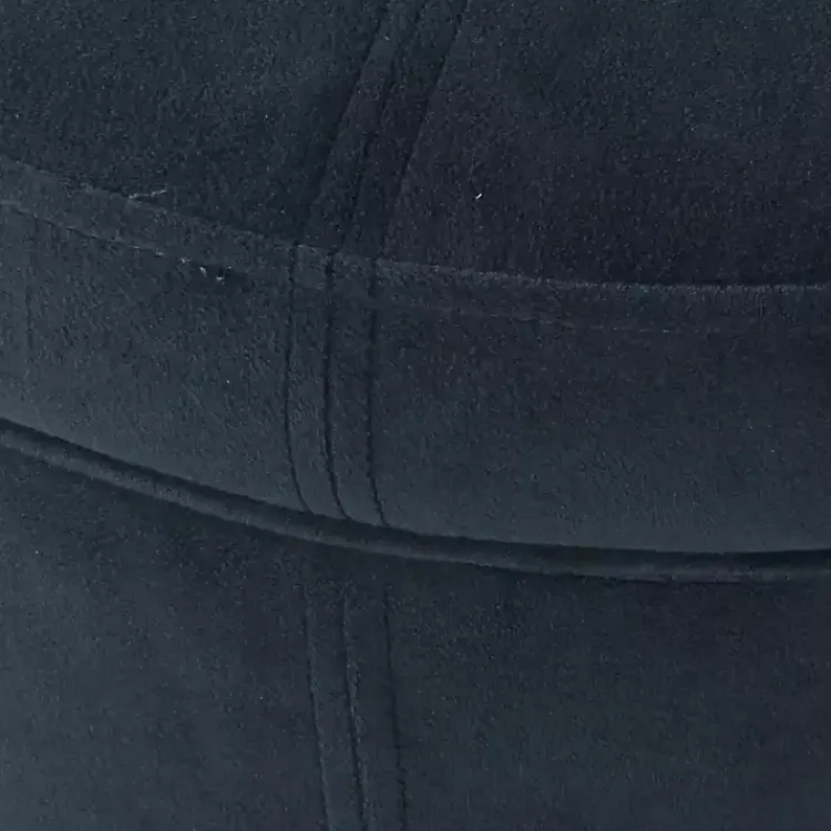 Kirklands Home Benches & Ottomans|Navy Velvet Upholstered Round Storage Ottoman Blue