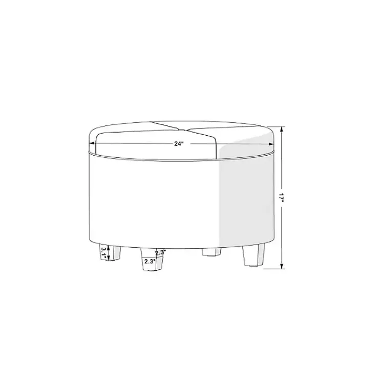 Kirklands Home Benches & Ottomans|Navy Velvet Upholstered Round Storage Ottoman Blue