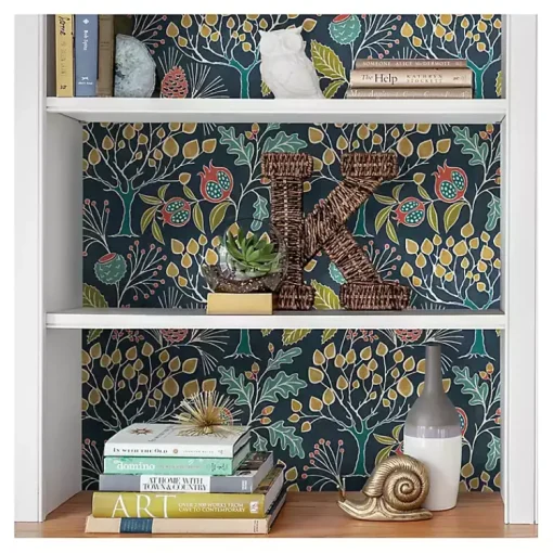 Kirklands Home Wall Murals & Wallpaper|Navy Vintage Flora Peel & Stick Wallpaper