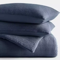 Kirklands Home Comforters|Navy Waffle Ultra-Soft 3-pc. Twin Comforter Set Blue