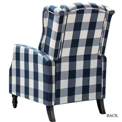 Kirklands Home Accent Chairs|Navy Windowpane Plaid Recliner