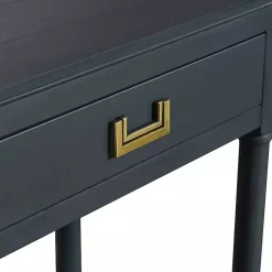 Kirklands Home Console Tables|Navy Wood 2-Drawer Layla Console Table Blue