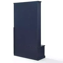 Kirklands Home Entryway Furniture|Navy Wood Storage Bench Hall Tree Blue