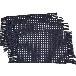 Kirklands Home Table Linens|Navy Woven Dashed Placemats, Set of 4 Blue