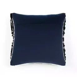 Clearance Navy Woven Frill Pillow Pillows