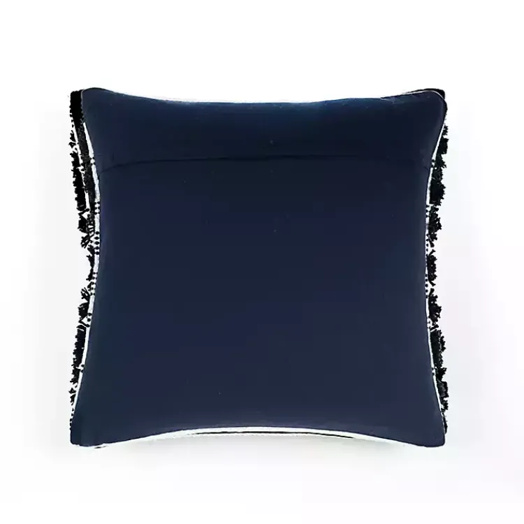 Clearance Navy Woven Frill Pillow Pillows