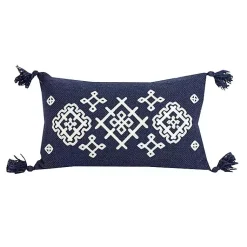 Clearance Navy Woven Geo Diamond Indoor/Outdoor Pillow Pillows
