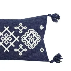 Clearance Navy Woven Geo Diamond Indoor/Outdoor Pillow Pillows