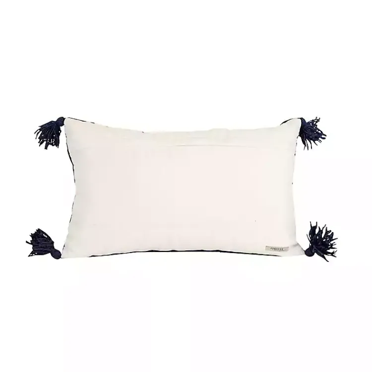Clearance Navy Woven Geo Diamond Indoor/Outdoor Pillow Pillows