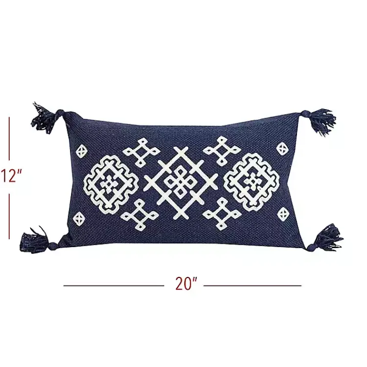 Clearance Navy Woven Geo Diamond Indoor/Outdoor Pillow Pillows