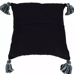 Online Navy Woven Texture Tassels Throw Pillow Pillows