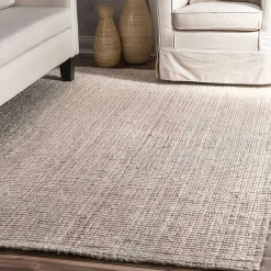Kirklands Home Area Rugs|Neely Solid Jute Area Rug, 5x8 Tan