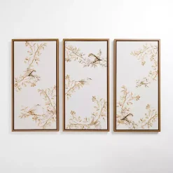 Kirklands Home Canvas Art|Neutral Birds Framed Canvas Art Prints, Set of 3