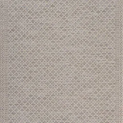 Kirklands Home Outdoor Rugs|Neutral Bordered Lattice Outdoor Area Rug, 5x7 Gray