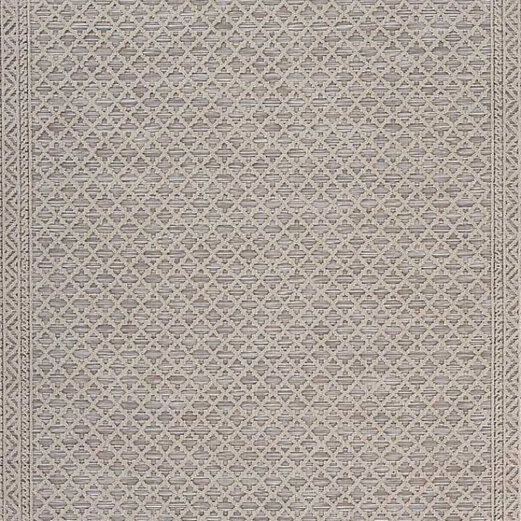 Kirklands Home Outdoor Rugs|Neutral Bordered Lattice Outdoor Area Rug, 5x7 Gray