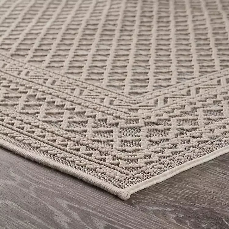 Kirklands Home Outdoor Rugs|Neutral Bordered Lattice Outdoor Area Rug, 5x7 Gray
