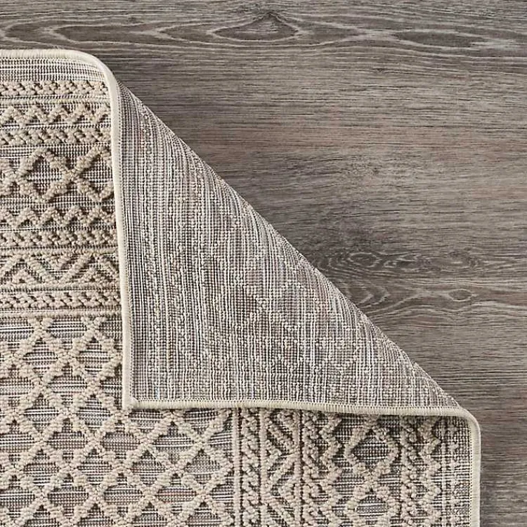 Kirklands Home Outdoor Rugs|Neutral Bordered Lattice Outdoor Area Rug, 5x7 Gray