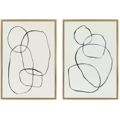 Kirklands Home Canvas Art|Neutral Circles Framed Canvas Art Prints, Set of 2