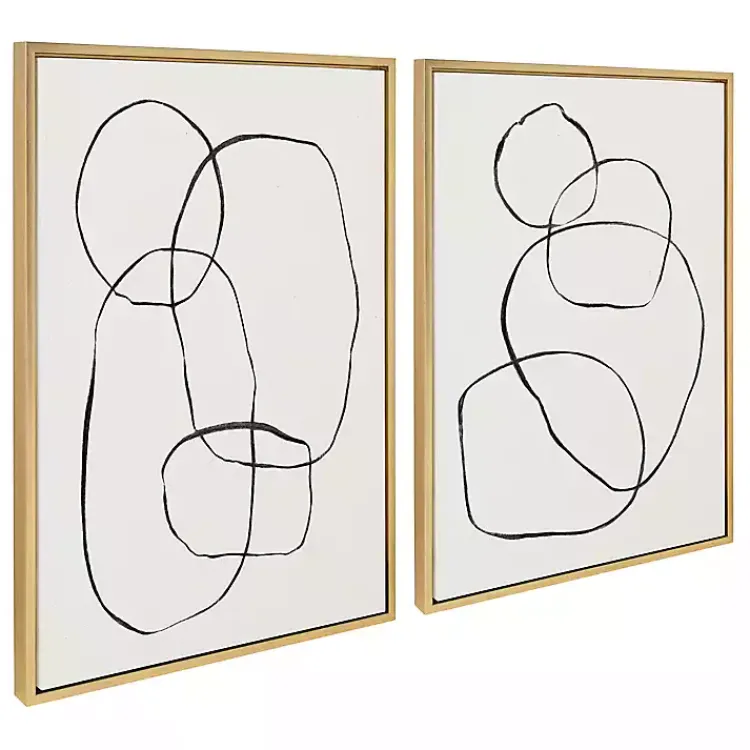 Kirklands Home Canvas Art|Neutral Circles Framed Canvas Art Prints, Set of 2