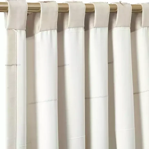 Kirklands Home Curtains & Drapes|Neutral Clipped Stripe Curtain Panel Set, 84 in. Tan