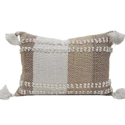 Kirklands Home Outdoor Cushions & Pillows|Neutral Colorblock Outdoor Lumbar Pillow