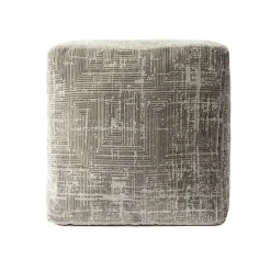 Sale Neutral Distressed Geo Ultra-Soft Pouf Poufs & Floor Cushions