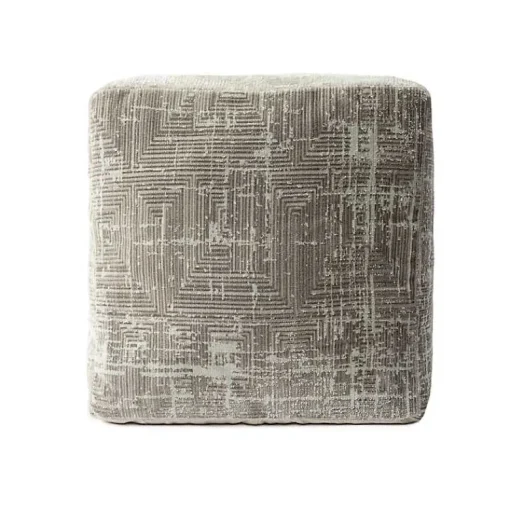 Sale Neutral Distressed Geo Ultra-Soft Pouf Poufs & Floor Cushions