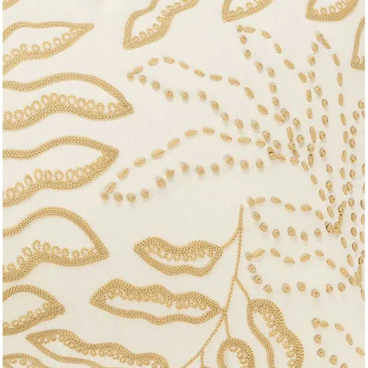 Clearance Neutral Embroidered Botanical Lumbar Pillow Pillows