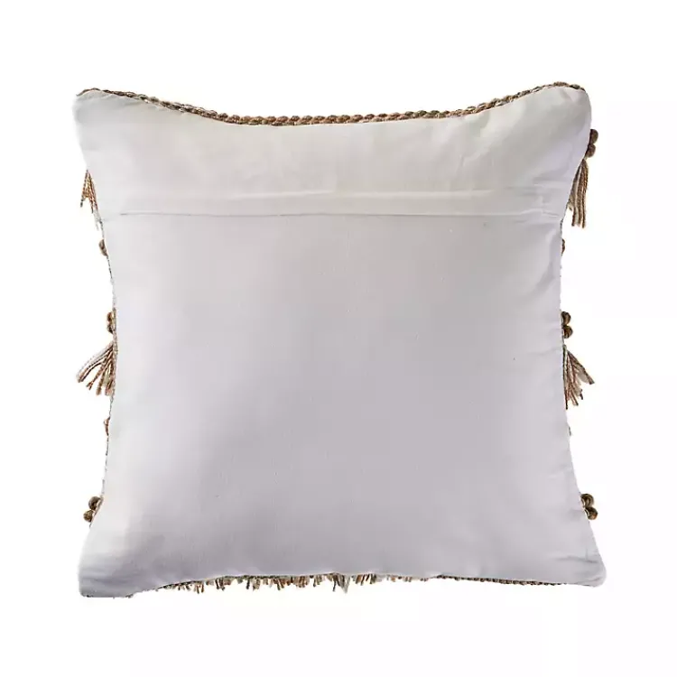 Online Neutral Embroidered Fringe Accent Pillow Pillows