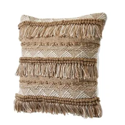 Online Neutral Embroidered Fringe Accent Pillow Pillows
