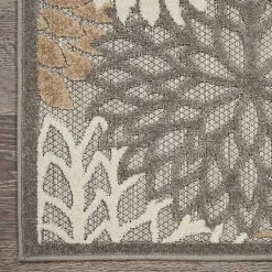 Kirklands Home Outdoor Rugs|Neutral Floral Burst Outdoor Area Rug, 5x7